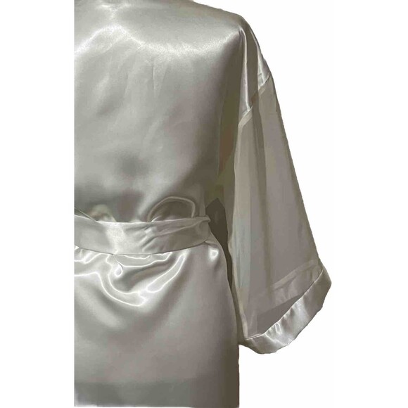 Vintage Intimo Amore Ivory Satin & Chiffon Kimono Style Robe Medium Made In USA - Picture 6 of 8